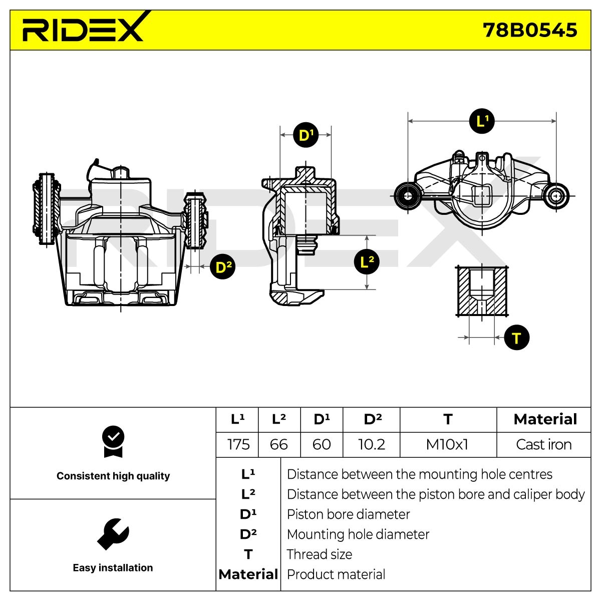 OEM-quality RIDEX 78B0545 Brake caliper