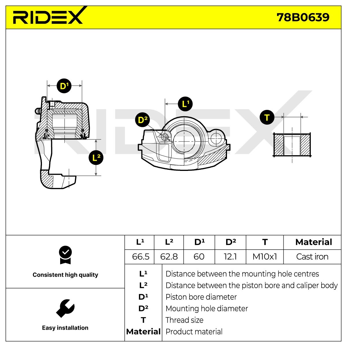 OEM-quality RIDEX 78B0639 Brake caliper