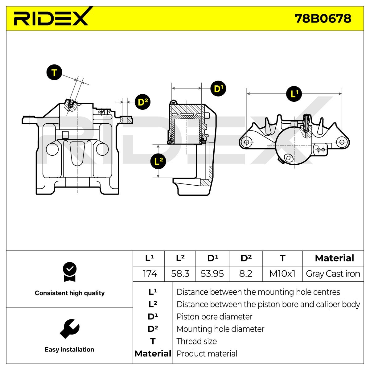 OEM-quality RIDEX 78B0678 Brake caliper