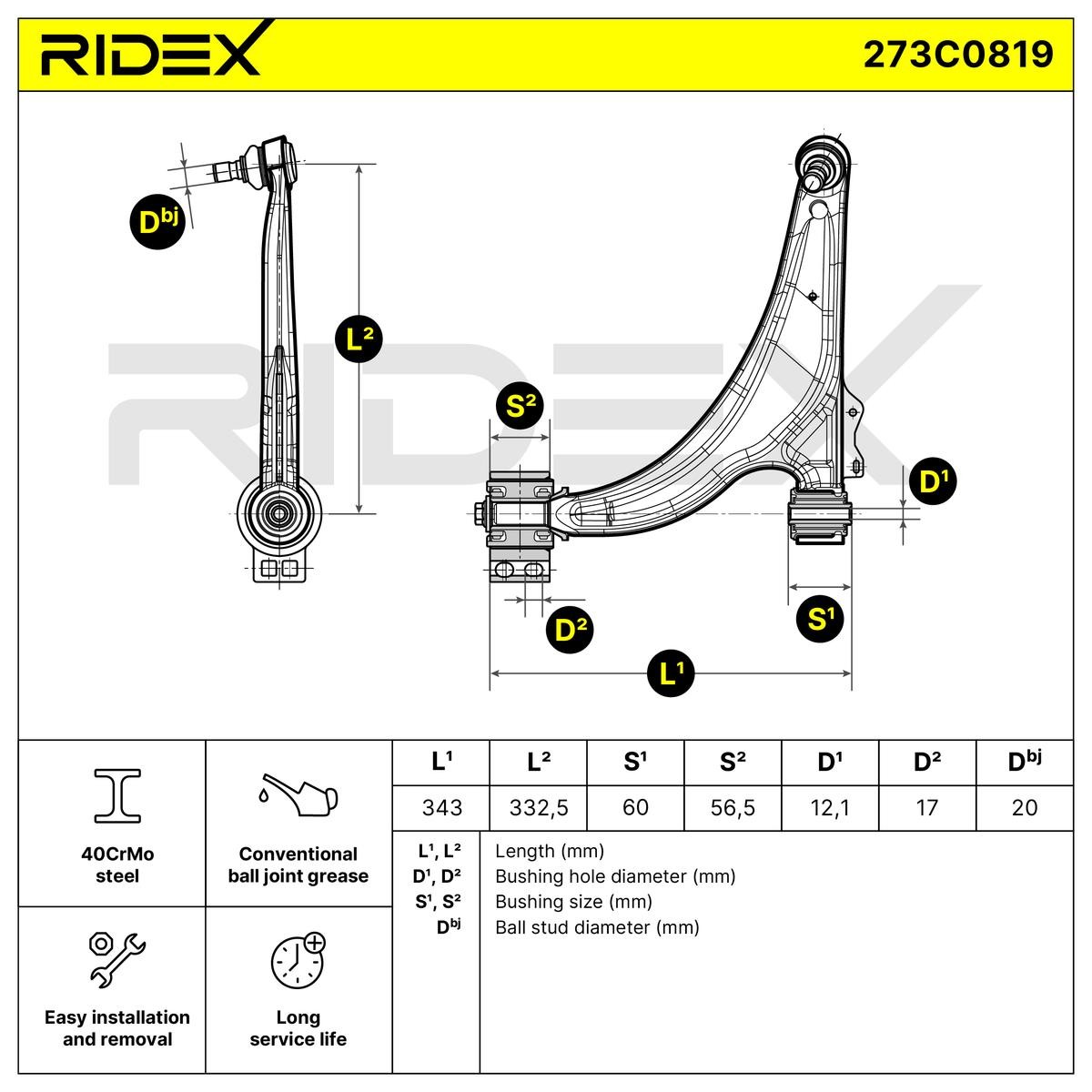 Suspension arm 273C0819 from RIDEX
