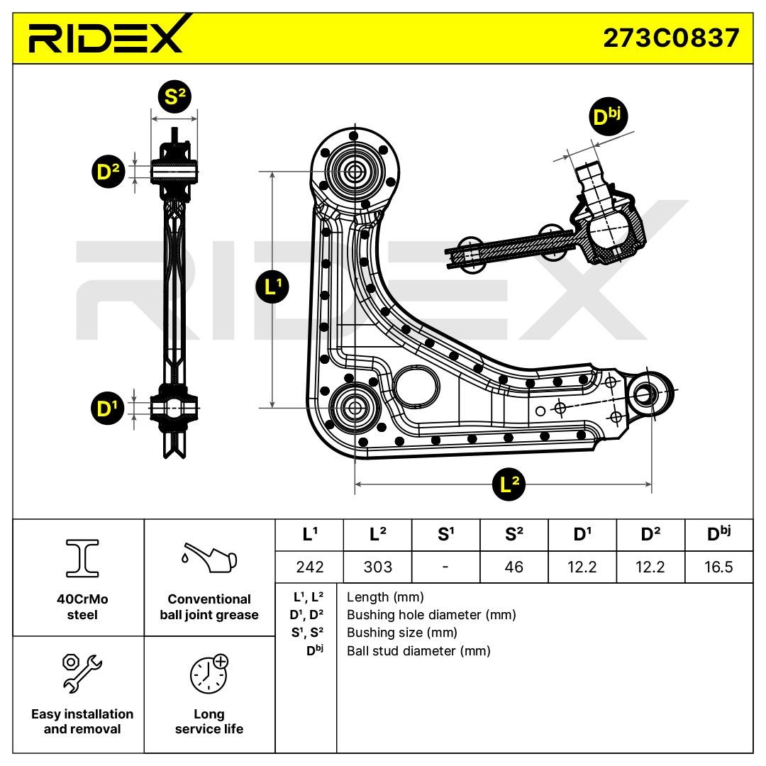 RIDEX Trailing arm 273C0837 buy online
