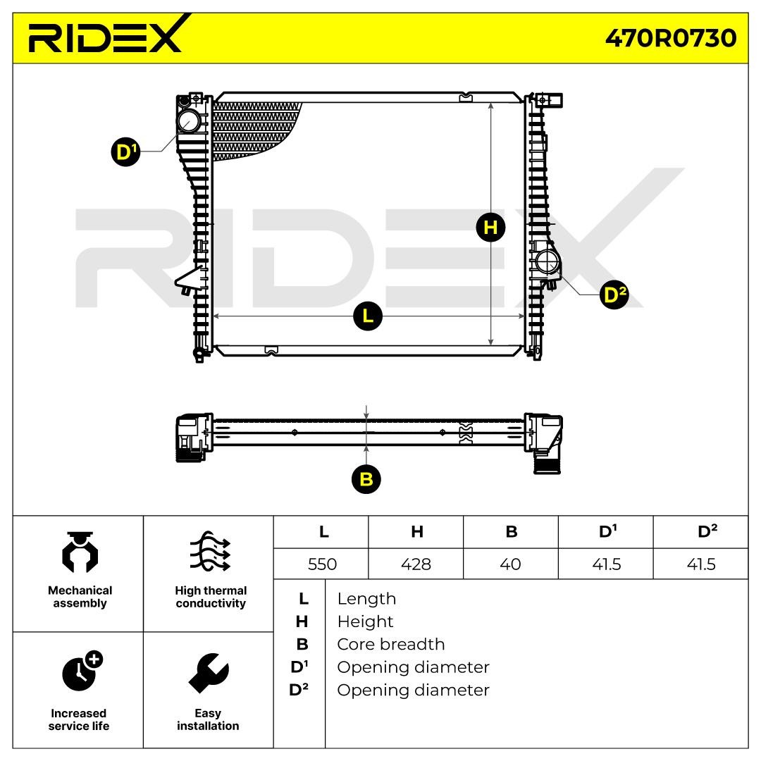 Engine radiator 470R0730 from RIDEX