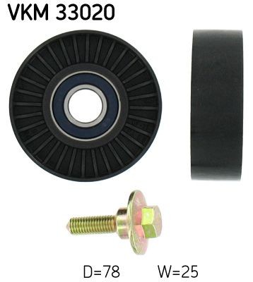 SKF with fastening material Ø: 78mm Deflection / Guide Pulley, v-ribbed belt VKM 33020 buy
