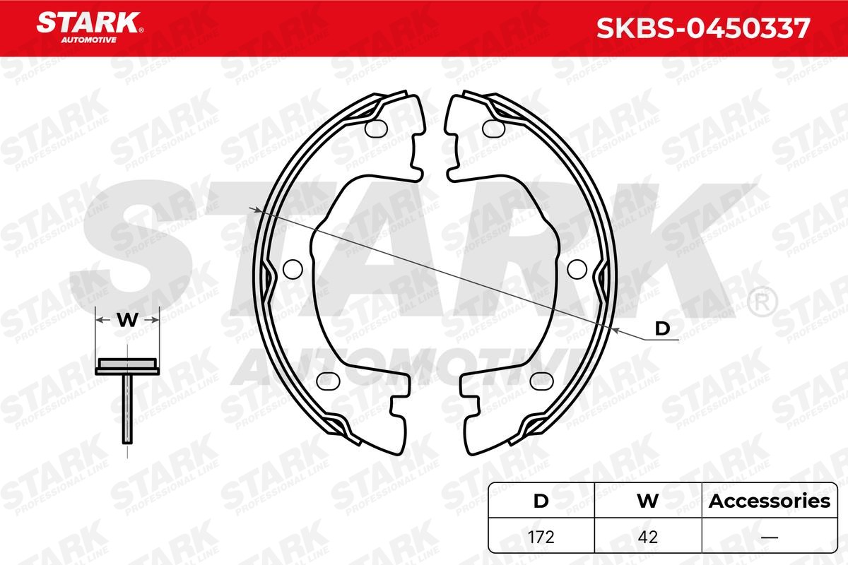 SKBS-0450337 Brake Shoes SKBS-0450337 STARK Rear Axle, Ø: 172 x 42 mm