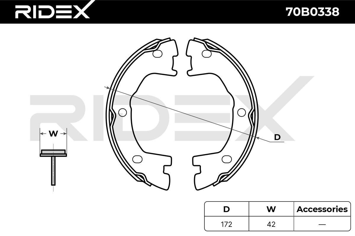 OEM-quality RIDEX 70B0338 Brake Shoe Set