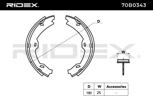 OEM-quality RIDEX 70B0343 Brake Shoe Set