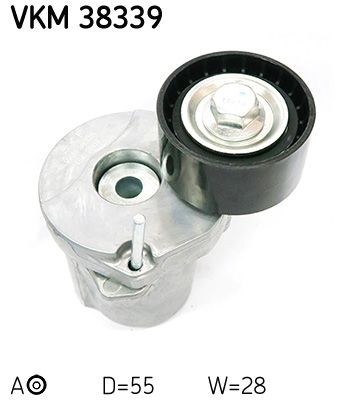SKF Ø: 55mm, Width: 28mm Tensioner pulley, v-ribbed belt VKM 38339 buy