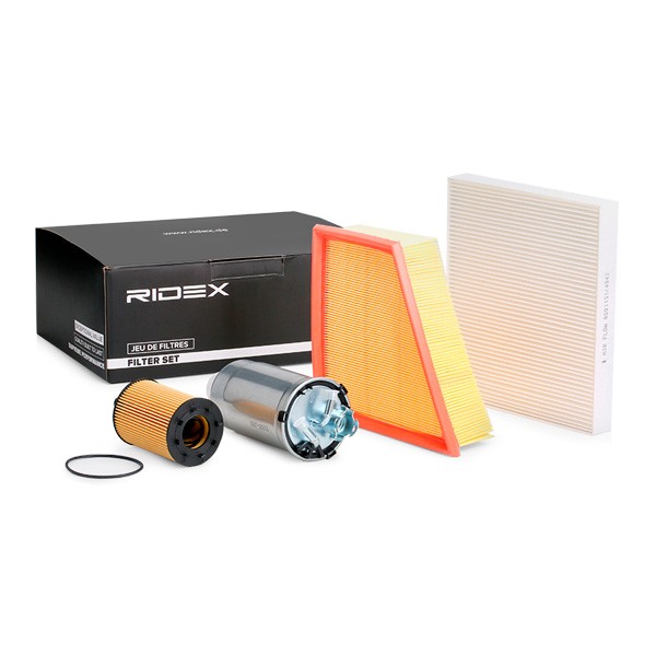 RIDEX 4055F0165 Filter kit with air filter, without oil drain plug, Filter Insert, In-Line Filter, Pollen Filter, four-piece