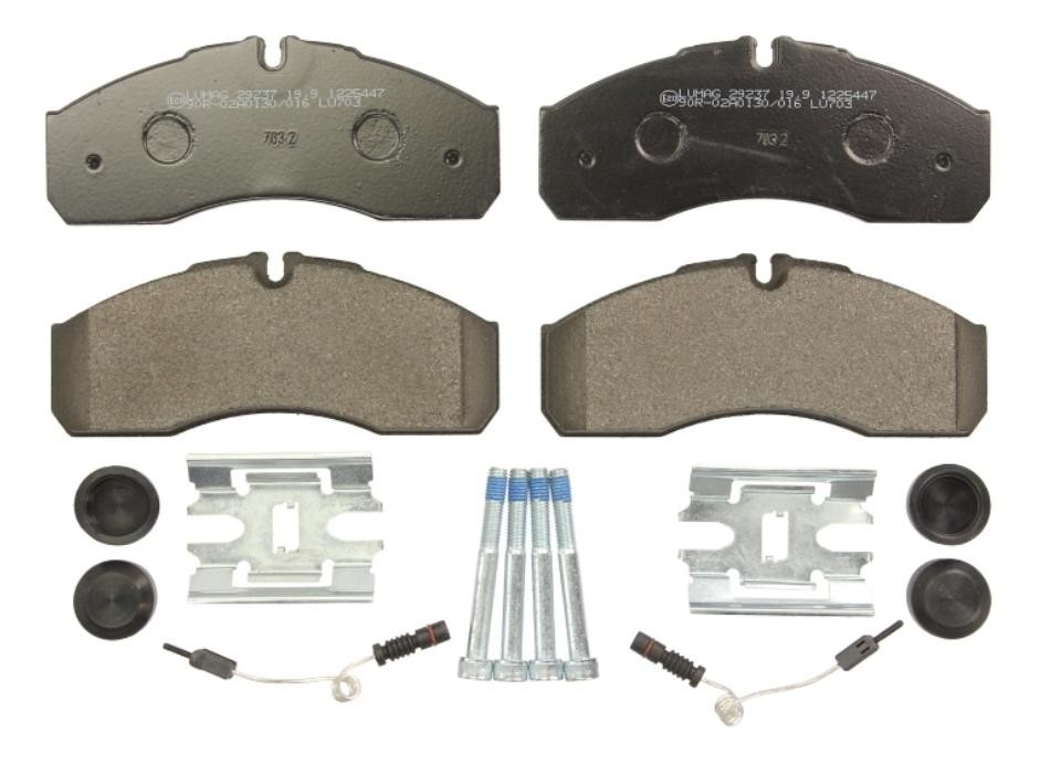 Set of brake pads LUMAG incl. wear warning contact, with brake caliper screws, with accessories - 29237 00 703 10
