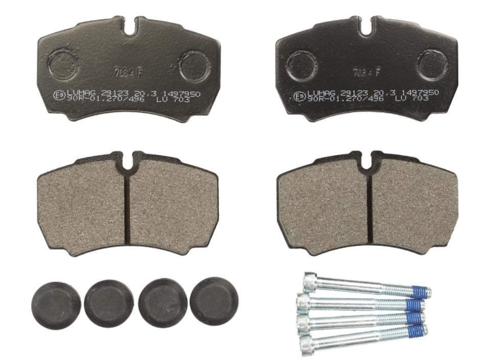 Disc brake pads LUMAG prepared for wear indicator, with brake caliper screws - 29123 00 703 00