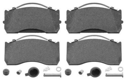 K001537 KNORR-BREMSE Brake pad set IVECO Front Axle, Rear Axle, excl. wear warning contact, with attachment material