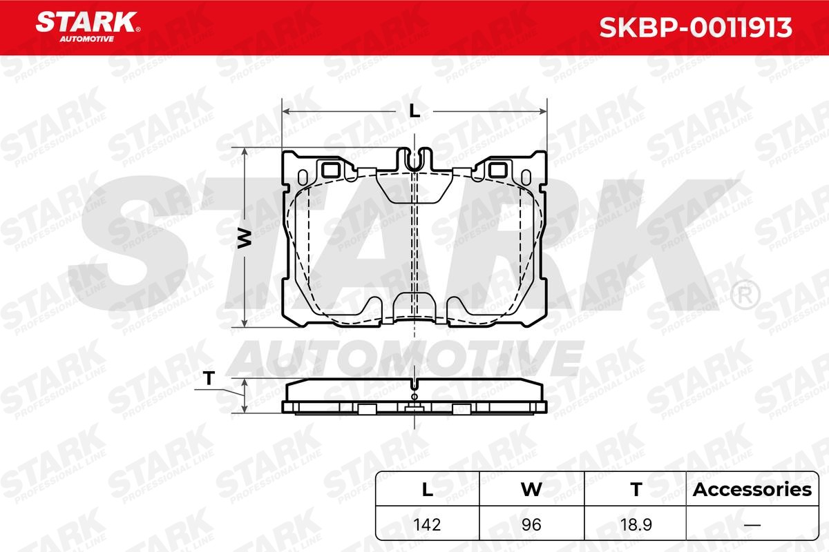 SKBP-0011913 Set of brake pads SKBP-0011913 STARK Front Axle, prepared for wear indicator, excl. wear warning contact