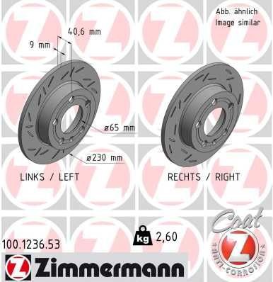 ZIMMERMANN BLACK Z 100.1236.53 Brake disc 230x9mm, 6/5, 5x100, solid, slotted, Coated
