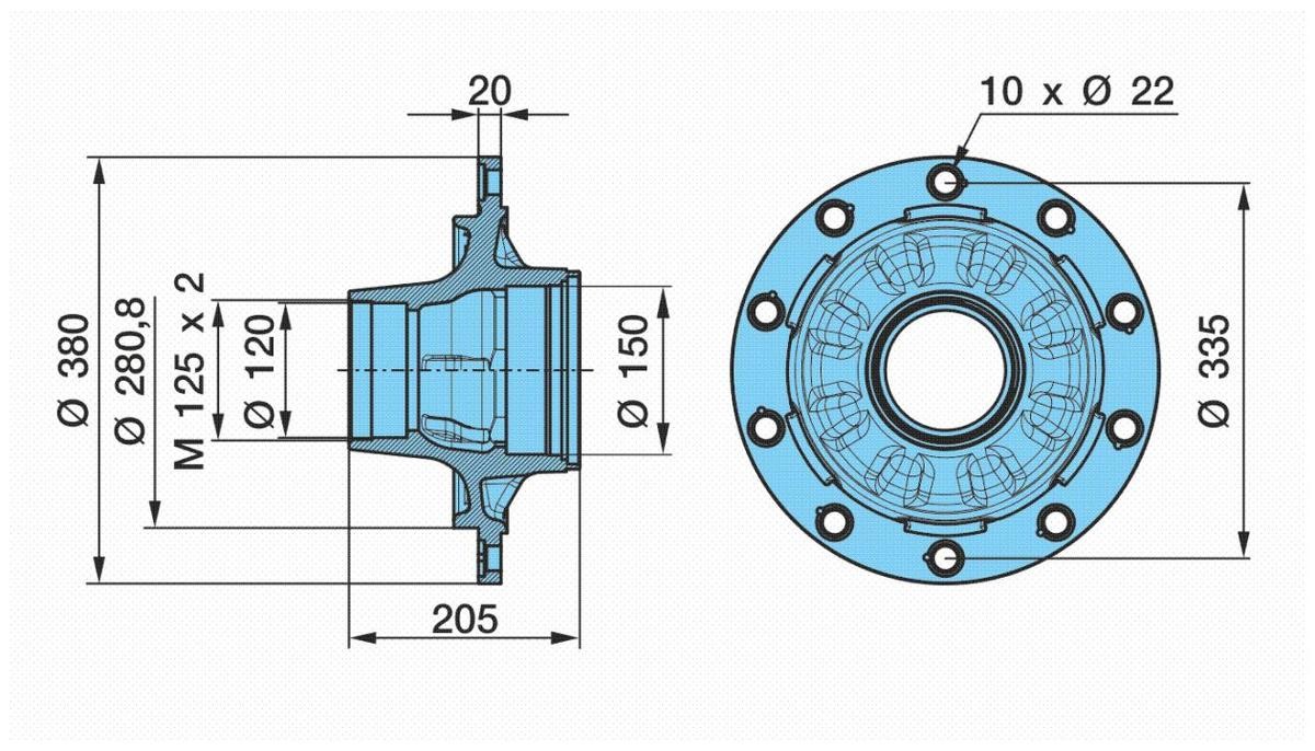 BPW 10x335, without bearing, Rear Axle Wheel Hub 03.272.48.46.0 buy