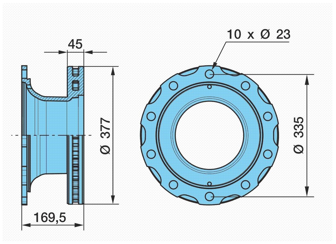 BPW Rear Axle, Front Axle, 377x45mm, 10x335, internally vented Ø: 377mm, Num. of holes: 10, Brake Disc Thickness: 45mm Brake rotor 03.088.34.08.7 buy
