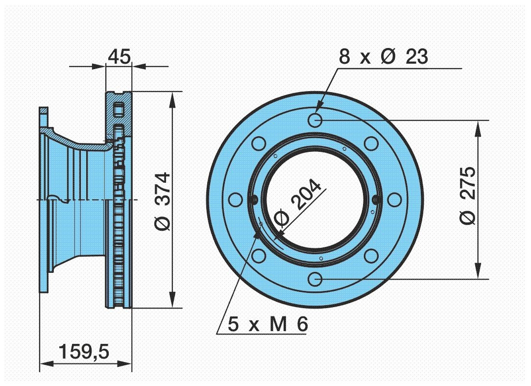 BPW 377x45mm, 8x275, Vented Ø: 377mm, Num. of holes: 8, Brake Disc Thickness: 45mm Brake rotor 03.088.34.16.7 buy