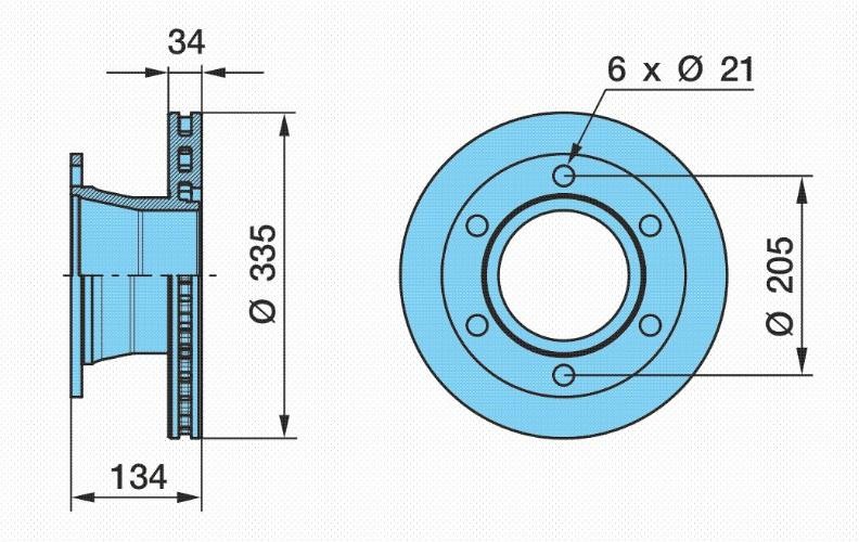 BPW 335x34mm, 6x205 Ø: 335mm, Num. of holes: 6, Brake Disc Thickness: 34mm Brake rotor 03.088.33.13.7 buy