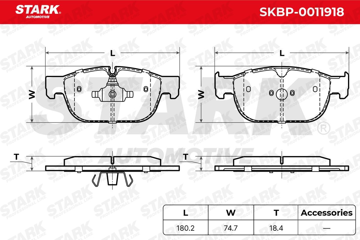 SKBP-0011918 Set of brake pads SKBP-0011918 STARK Front Axle, prepared for wear indicator
