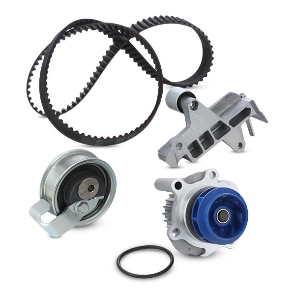 SKF VKMC 01918-1 Water pump + timing belt kit with tensioner pulley damper, with studs, Number of Teeth: 150, with rounded tooth profile, Plastic