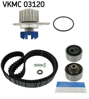 VKMA 03120 SKF with gaskets/seals, Number of Teeth: 143, with rounded tooth profile, Plastic Timing belt and water pump VKMC 03120 buy
