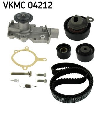 SKF VKMC 04212 Water pump and timing belt kit with gaskets/seals, Number of Teeth: 131, with rounded tooth profile, Cast Iron