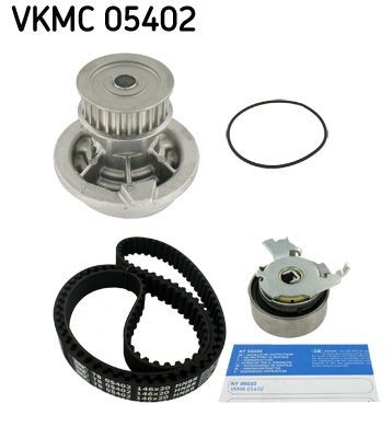 VKMC 05402 SKF Timing belt kit with water pump OPEL with gaskets/seals, Number of Teeth: 146, with rounded tooth profile, Plastic