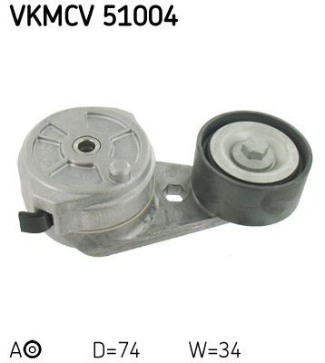 SKF Ø: 74mm, Width: 34mm Tensioner pulley, v-ribbed belt VKMCV 51004 buy
