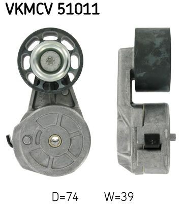 SKF Ø: 74mm, Width: 39mm Tensioner pulley, v-ribbed belt VKMCV 51011 buy