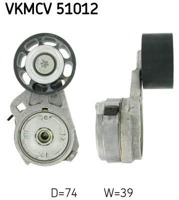 SKF Ø: 74mm, Width: 39mm Tensioner pulley, v-ribbed belt VKMCV 51012 buy