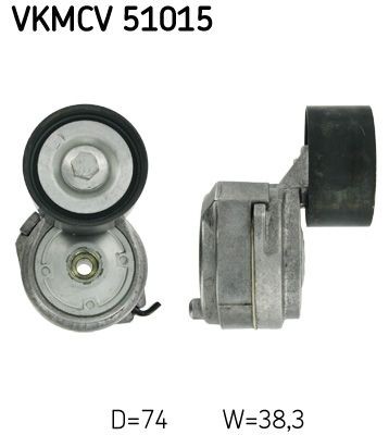 SKF Ø: 74mm, Width: 38,3mm Tensioner pulley, v-ribbed belt VKMCV 51015 buy
