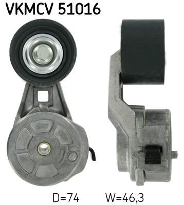 SKF Ø: 74mm, Width: 46,3mm Tensioner pulley, v-ribbed belt VKMCV 51016 buy