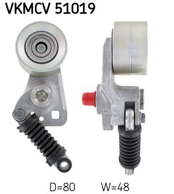SKF Ø: 80mm, Width: 48mm Tensioner pulley, v-ribbed belt VKMCV 51019 buy