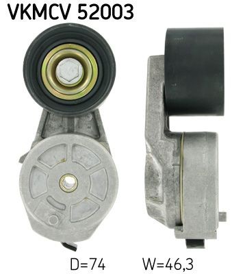 SKF Ø: 74mm, Width: 46,3mm Tensioner pulley, v-ribbed belt VKMCV 52003 buy