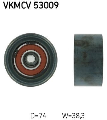 SKF Ø: 74mm Deflection / Guide Pulley, v-ribbed belt VKMCV 53009 buy