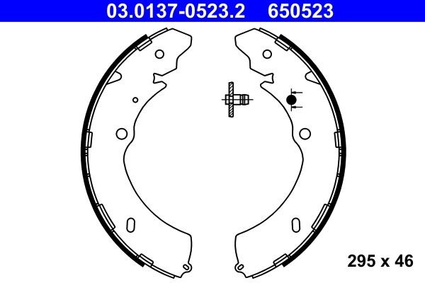 ATE 03.0137-0523.2 Brake Shoe Set 295 x 46 mm, without lever