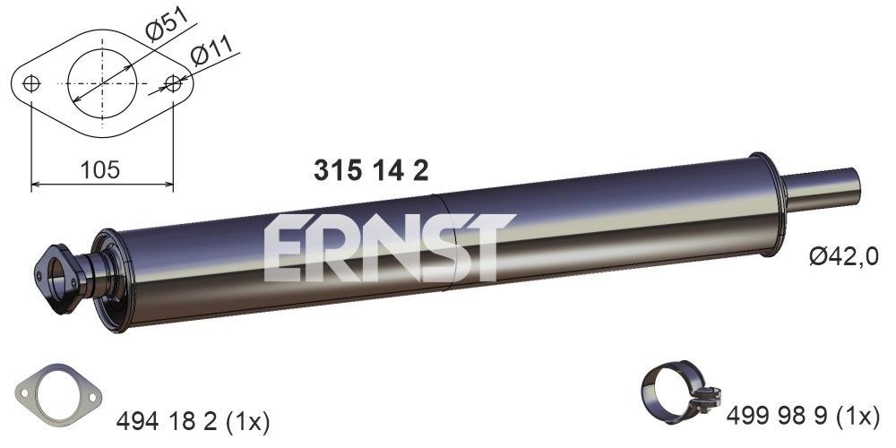 Front silencer ERNST - 315142