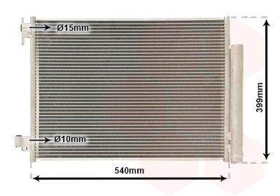 VAN WEZEL 43015701 Air conditioning condenser with dryer, 15mm, 10mm, 541mm