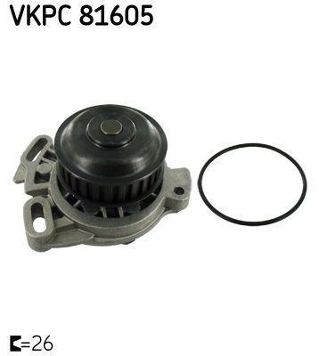 SKF VKPC 81605 Water pump Number of Teeth: 26, with gaskets/seals, Cast Iron, for timing belt drive