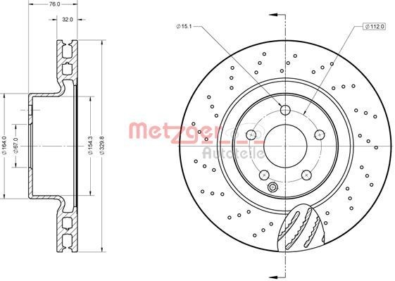Mercedes VITO Brake discs and rotors 13674518 METZGER 6110870 online buy