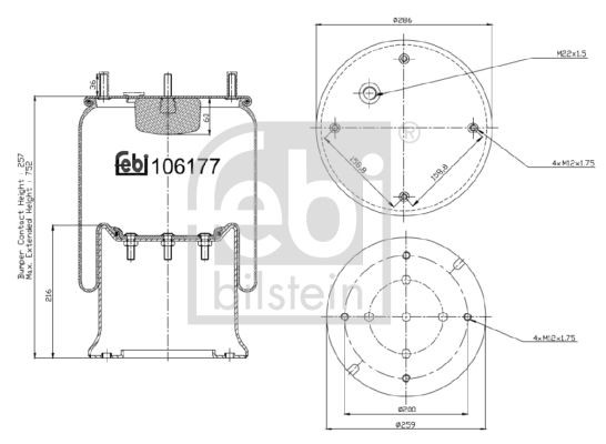 FEBI BILSTEIN 106177 Federbalg, Luftfederung für SCANIA 3 - series LKW in Original Qualität