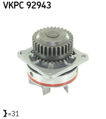 SKF VKPC 92943 Water pump Number of Teeth: 31, with gaskets/seals, Metal, for timing chain drive