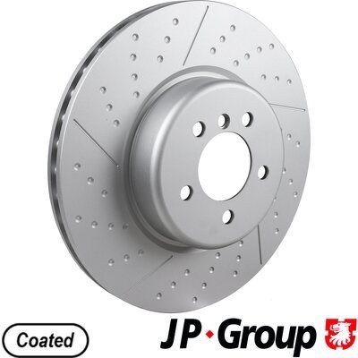 JP GROUP 1463106500 Brake disc Front Axle, 370x30mm, 5, internally vented, slotted/perforated, Coated