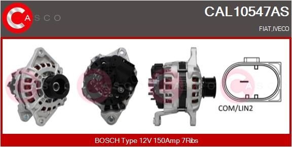 CASCO 12V, 150A, M8, CPA0057, Ø 55 mm Number of ribs: 7 Generator CAL10547AS buy