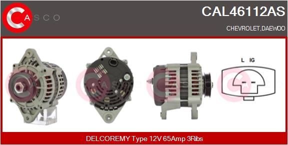 CASCO CAL46112AS Alternator 12V, 65A, CPA0285, Ø 60 mm, with integrated regulator