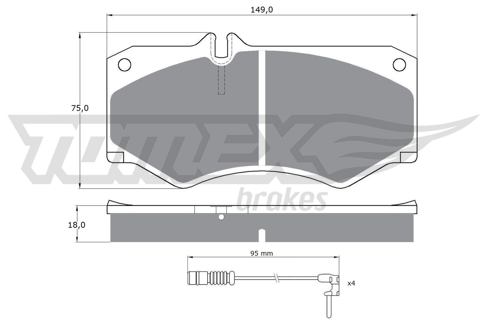 10-202 TOMEX brakes Front Axle, incl. wear warning contact Height: 75mm, Width: 149mm, Thickness: 18mm Brake pads TX 10-202 buy