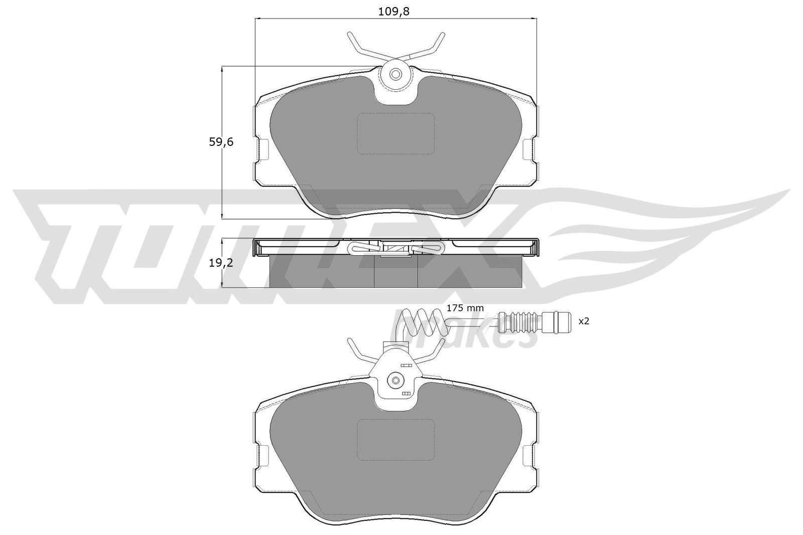TOMEX brakes TX 10-211 Brake pad set Front Axle, incl. wear warning contact, with accessories