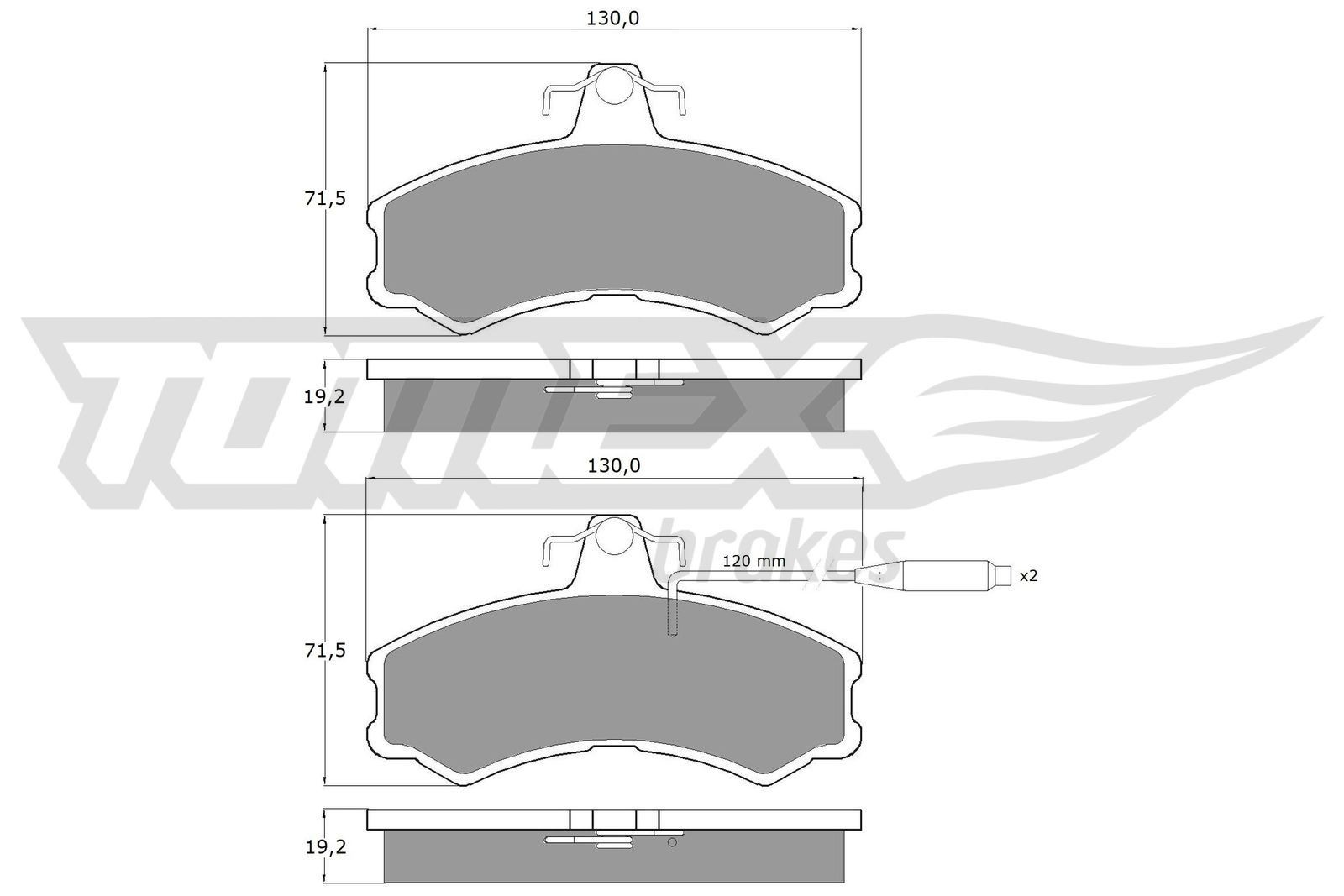 TOMEX brakes TX 10-46 Brake pad set Front Axle, with integrated wear warning contact