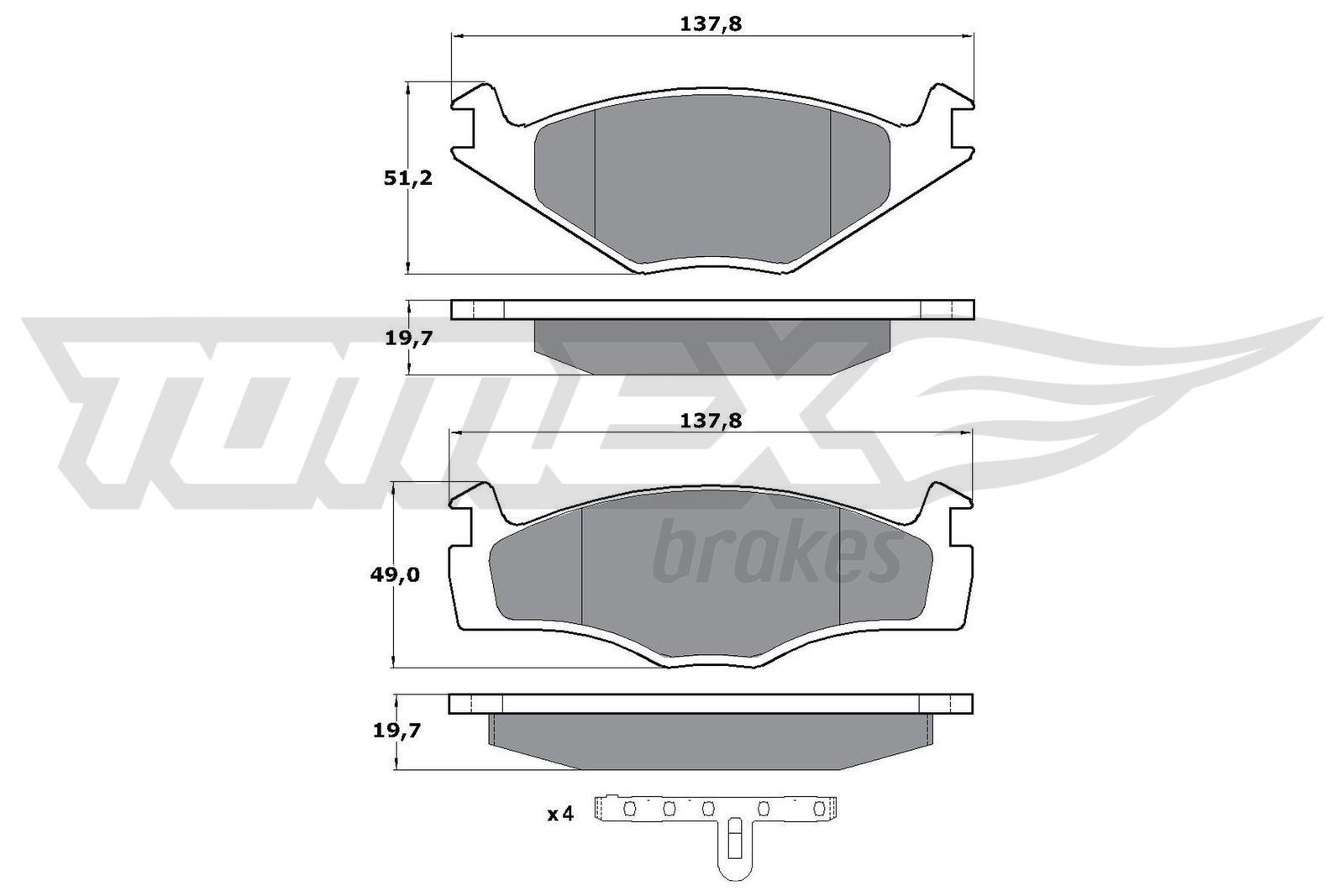10-53 TOMEX brakes TX10-53 Brake pad set 171698151F
