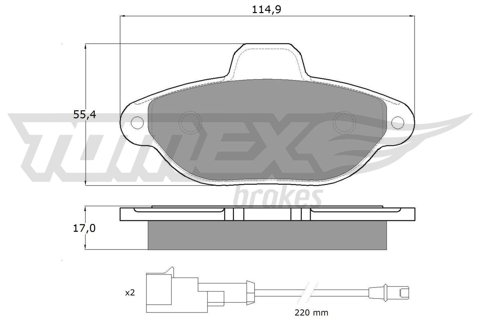 TOMEX brakes TX 10-72 Brake pad set Front Axle, incl. wear warning contact, with accessories