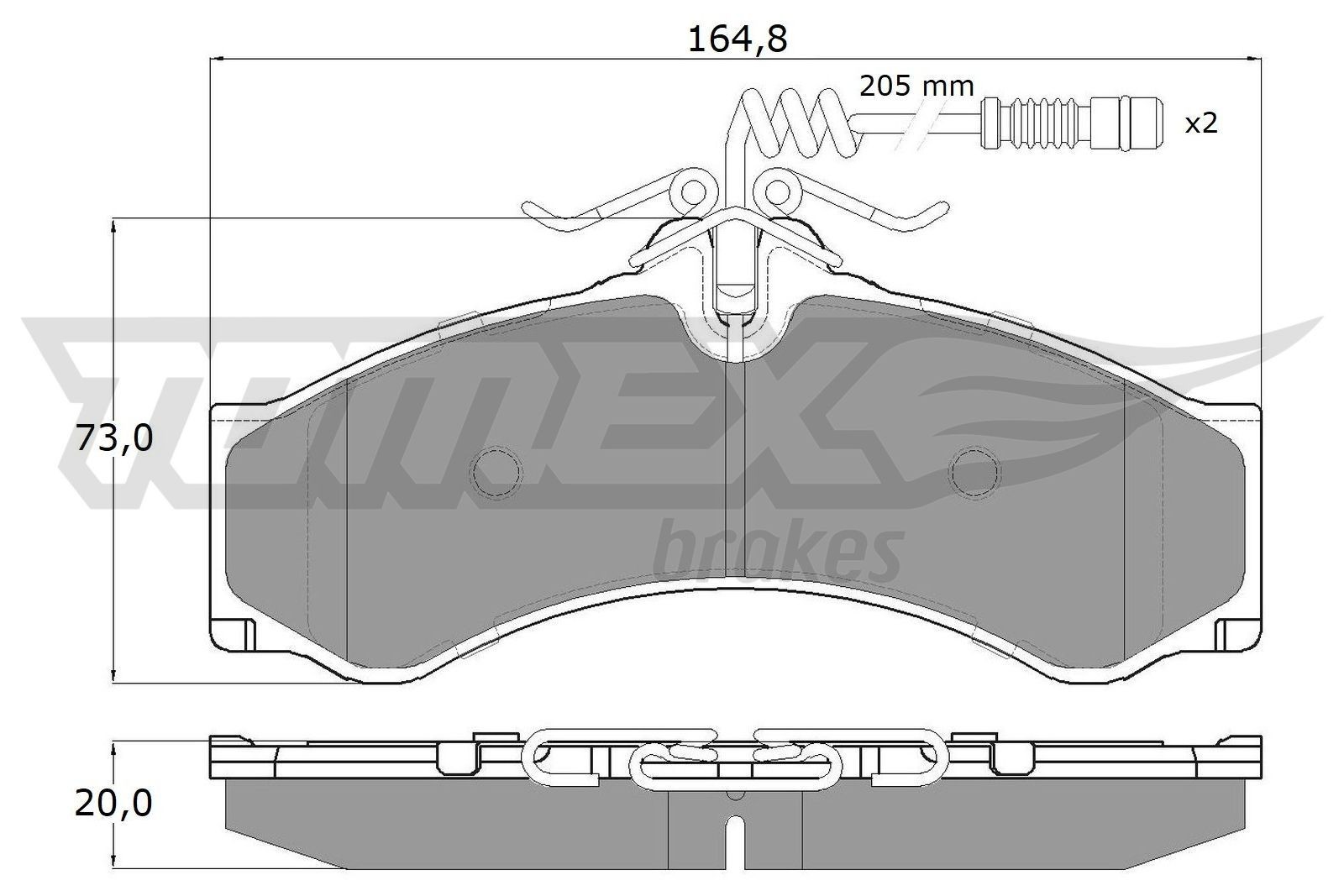 11-481 TOMEX brakes incl. wear warning contact Height: 73mm, Width: 164,8mm, Thickness: 20mm Brake pads TX 11-481 buy